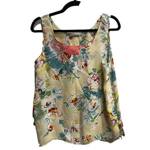 Nino Wong California Floral Print Top Size L Yellow